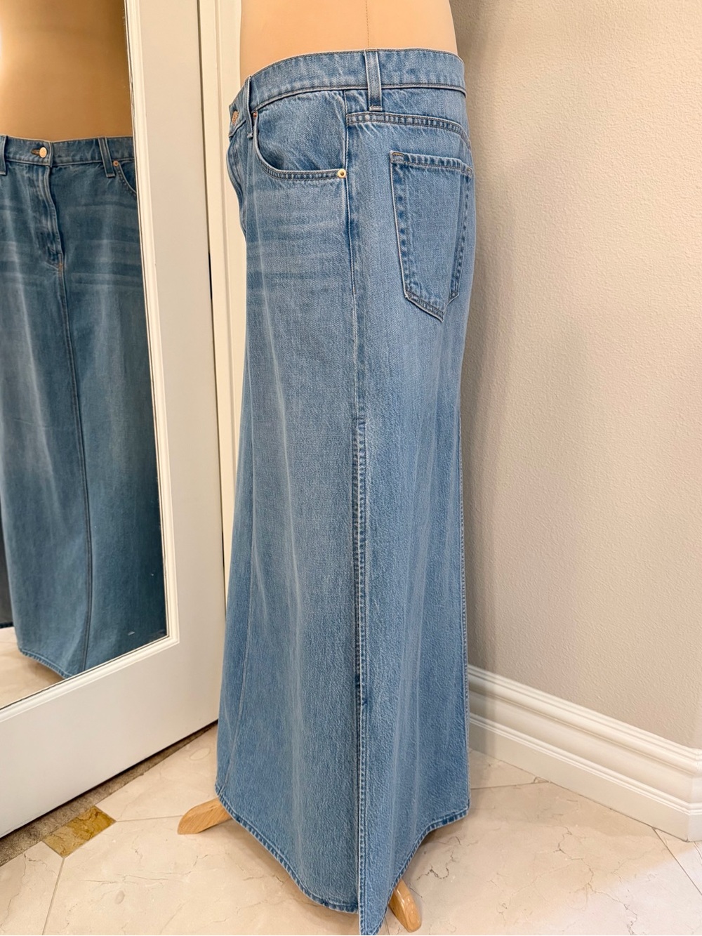 MOTHER Snacks Fun Dip Slice Maxi Denim Skirt 32 Nothing Else Like It - Picture 6 of 10